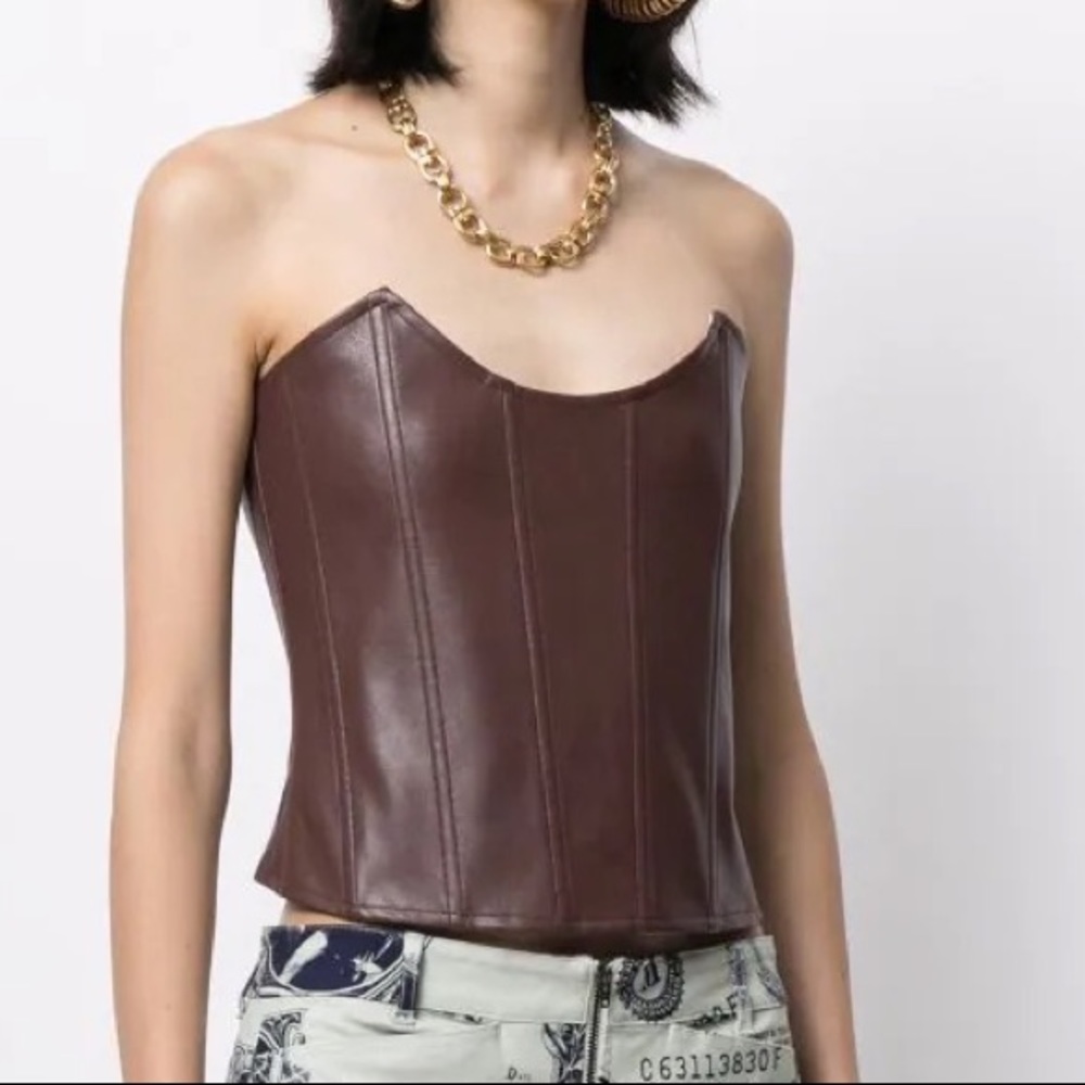 Miaou Leia vegan leather corset top